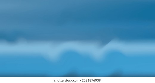 Fundo azul abstrato panorâmico para a apresentação do produto com luz solar e parede de sombras desfocadas.