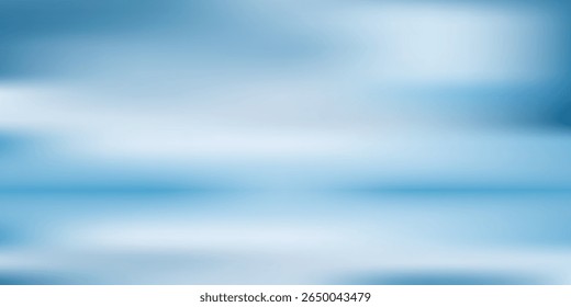Panorama abstrakter blauer Hintergrund für Produktpräsentation mit Sonnenlicht und unscharfer Schattenwand. Winterhintergrund
