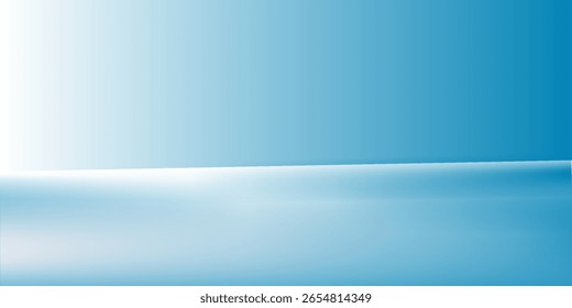 Fondo azul abstracto panorámico para la presentación del producto con la luz del sol y la pared borrosa de las sombras. Fondo de invierno.
