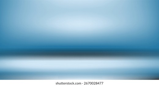Fondo azul abstracto panorámico para la presentación del producto con la luz del sol y la pared borrosa de las sombras. Fondo de invierno.
