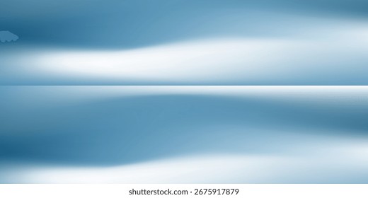 Fondo azul abstracto panorámico para la presentación del producto con el desenfoque de la luz del sol simple buen diseño futirista blanco brillante onda de belleza