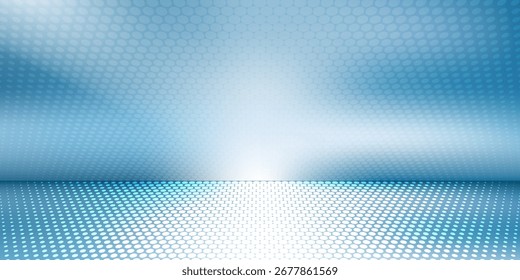 Fondo azul abstracto panorámico para la presentación del producto con la luz del sol y la pared borrosa de las sombras. Fondo de invierno.
