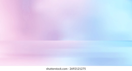 Panorama abstrakter blauer Hintergrund für Produktpräsentation mit Sonnenlicht und unscharfer Schattenwand. Winterhintergrund.
