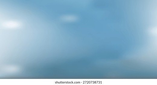 Fondo azul abstracto panorámico para la presentación del producto con la luz del sol y abstracto moderno borroso