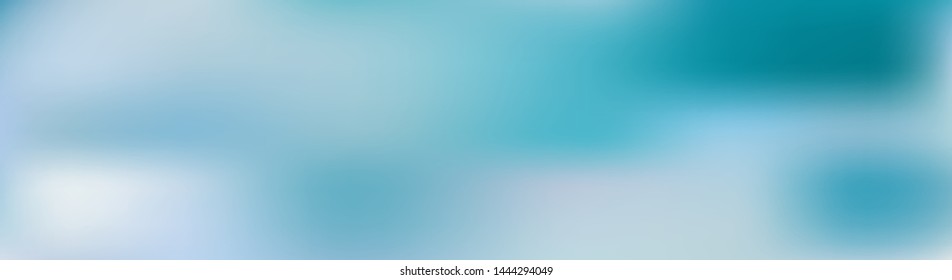 Panoramic abstract green, blue and white blurred gradient background. Horizontal view for a glass panels - skinali. Trendy modern nature backdrop. Ecology concept for your graphic design.
