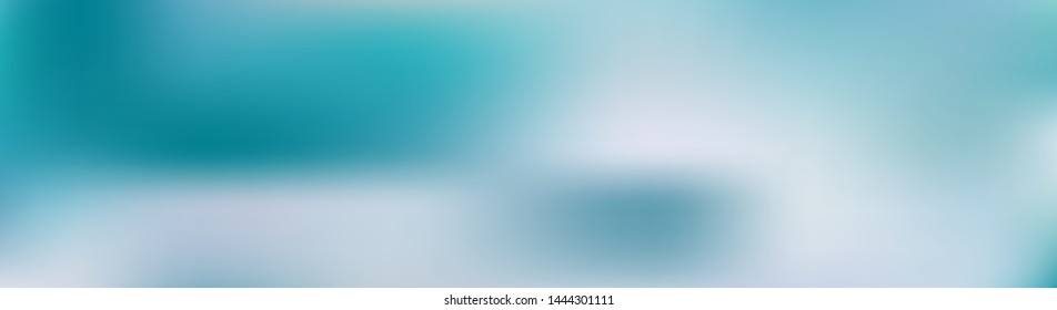 Panoramic abstract green, blue and white blurred gradient background. Horizontal view for a glass panels - skinali. Trendy modern nature backdrop. Ecology concept for your graphic design.