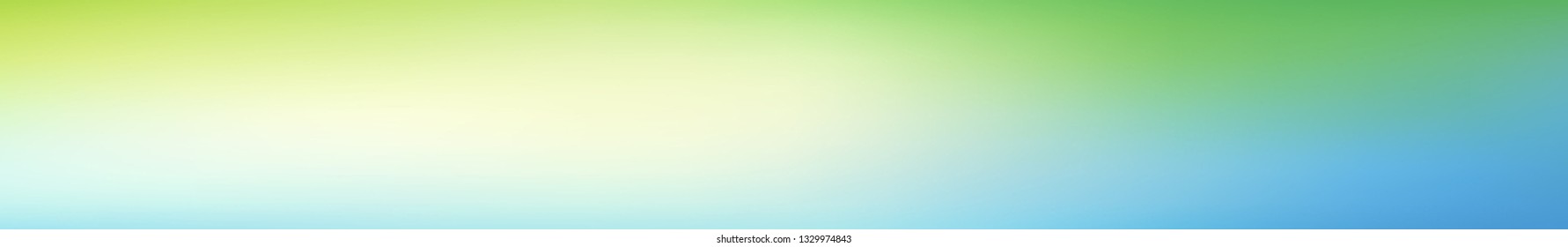 Panoramic abstract green blurred gradient background.  Horizontal view for a glass panels - skinali. Trendy modern nature backdrop. Ecology concept for your graphic design. 