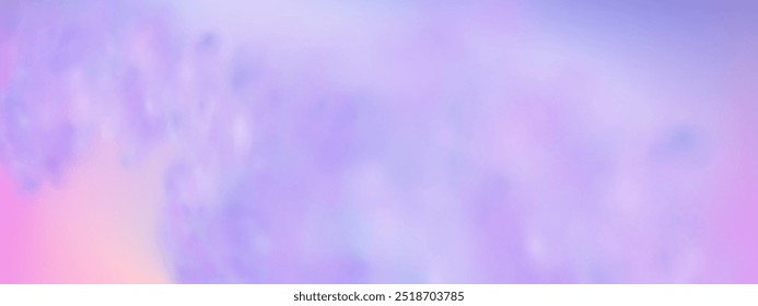 Fondo de cielo azul rosado abstracto panorámico. Skyscape con nubes esponjosas. Fondo de paraíso de fantasía degradado.
