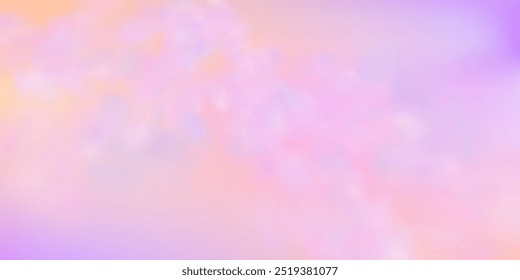 Panorama abstrakter rosafarbener blauer Himmelhintergrund. Skyscape mit flauschigen Wolken. Farbverlauf Fantasy Paradies Hintergrund.