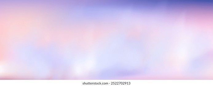 Panorama abstrakter rosafarbener blauer Himmelhintergrund. Skyscape mit flauschigen Wolken. Farbverlauf Fantasy Paradies Hintergrund.