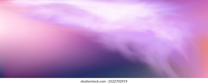 Panoramic abstract pink blue sky background. Skyscape with fluffy clouds. Gradient fantasy paradise background.