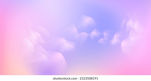 Panoramic abstract pink blue sky background. Skyscape with fluffy clouds. Gradient fantasy paradise background.