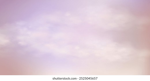Panoramic abstract pink blue sky background. Skyscape with fluffy clouds. Gradient fantasy paradise background.