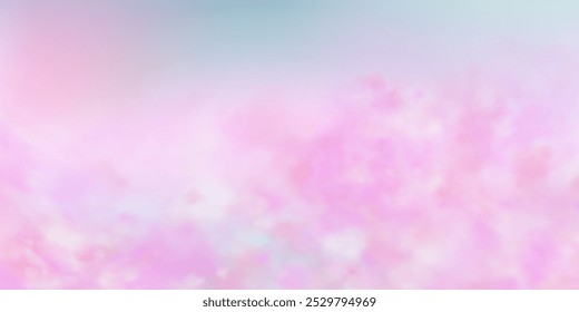 Panorâmico abstrato rosa azul céu fundo. Paisagem com nuvens fofas. Fundo de paraíso de fantasia gradiente.