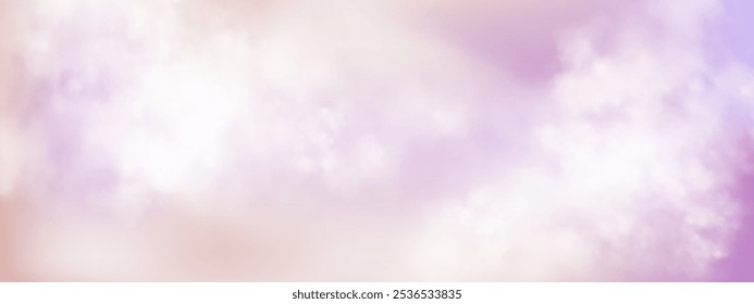 Panorama abstrakter rosafarbener blauer Himmelhintergrund. Skyscape mit flauschigen Wolken. Farbverlauf Fantasy Paradies Hintergrund.