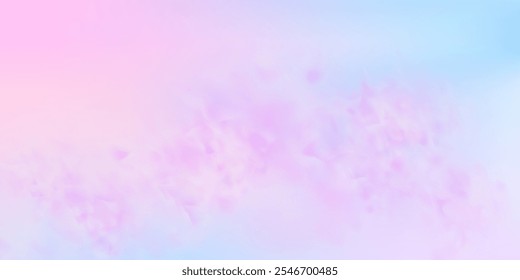 Panoramic abstract pink blue sky background. Skyscape with fluffy clouds. Gradient fantasy paradise background.