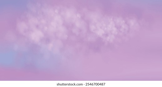 Panoramic abstract pink blue sky background. Skyscape with fluffy clouds. Gradient fantasy paradise background.