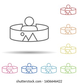 Panoramic, augmented reality, man in multi color style icon. Simple thin line, outline vector of augmented reality icons for ui and ux, website or mobile application