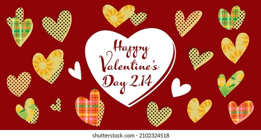 Panoramic background illustration of the heart design of Valentine's Day.