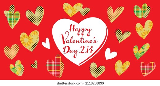 Panoramic background illustration of the heart design of Valentine's Day.
