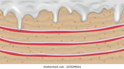 Panoramic background layer cake, food texture - Vector illustration