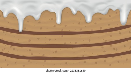 Panoramic background layer cake, food texture - Vector illustration
