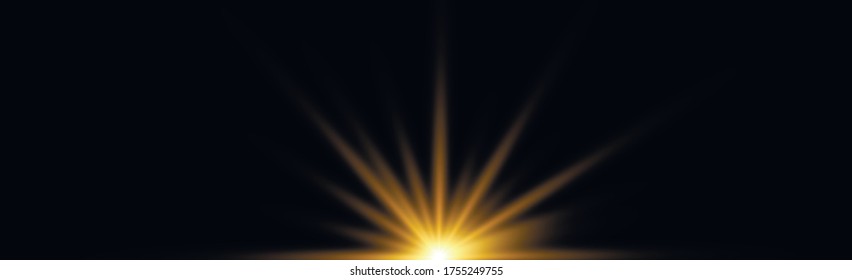 Sol de fondo panorámico sobre fondo negro - ilustración