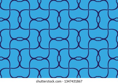 Panoramic background texture with mosaic. Geometric mosaic design. Abstract color trendy background. Mosaic texture with geometric shapes. Blue patterns. Blue lines.  Vector illustration.    