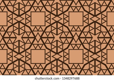 Panoramic background texture with mosaic. Geometric mosaic design. Abstract color trendy background. Mosaic texture with geometric shapes. Vector illustration. Brown pattern, brown image,   