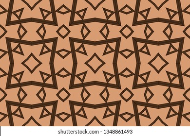 Panoramic background texture with mosaic. Geometric mosaic design. Abstract color trendy background. Mosaic texture with geometric shapes. Vector illustration. Brown pattern, brown image,   