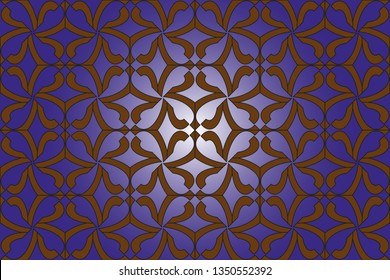 Panoramic background texture with mosaic. Geometric mosaic design. Abstract color trendy background. Mosaic texture with geometric shapes. Blue patterns. Blue lines.    Vector illustration. 