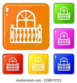 Panoramic balcony icons set collection vector 6 color isolated on white background