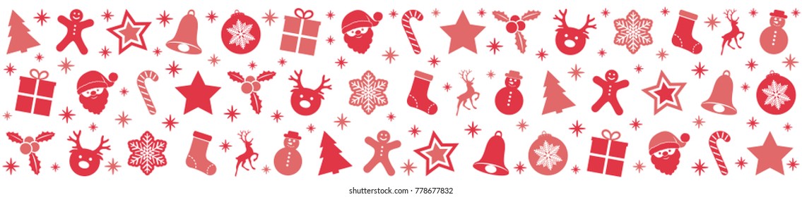 Panoramic banner with Christmas elements. Vector.