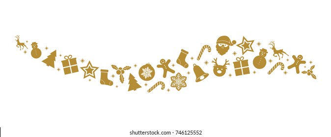 Panoramic banner with Christmas ornaments. Vector.	
