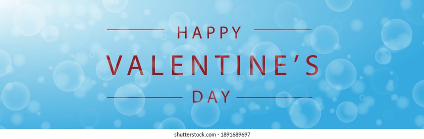 Bokeh azul Panorámico con felicitación Día de San Valentín - Ilustración vectorial