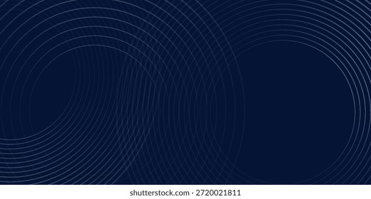 Panoramic blue glowing geometric lines on dark blue background. layout, graphic, website, neon, concept