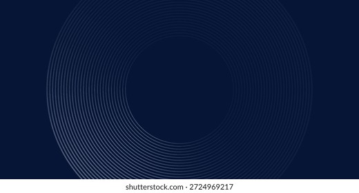 Panoramic blue glowing geometric lines on dark blue gradient
