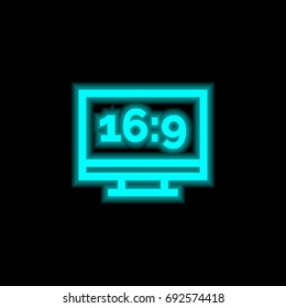 Panoramic blue glowing neon ui ux icon. Glowing sign logo vector