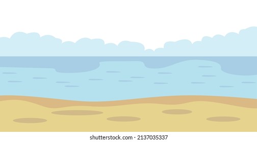 Panoramic bright summer background sea beach landscape - Vector illustration