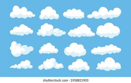 
Panoramic cartoon cloud on blue sky, white cloud illustration Free Vector