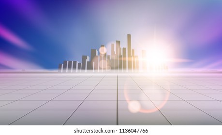 Panoramic City Skyline With Buildings On Horizon. EPS10 Vector