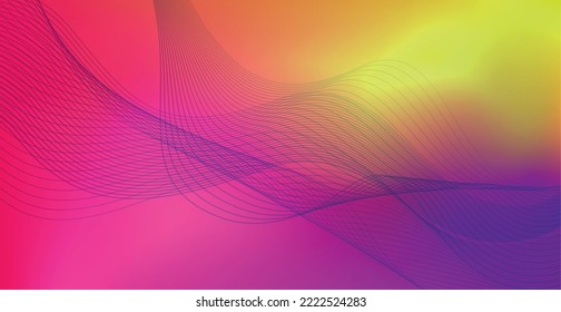 Panoramic colorful abstract stylish multi background with wavy lines - Vector illustration