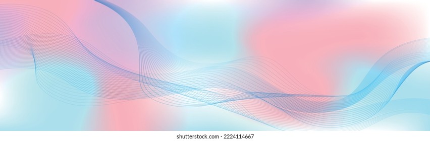 Panorámico colorido abstracto elegante fondo múltiple con líneas onduladas - Ilustración vectorial