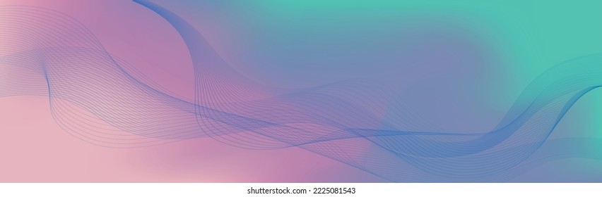 Panorámico colorido abstracto elegante fondo múltiple con líneas onduladas - Ilustración vectorial