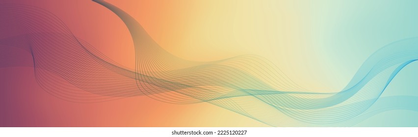 Panoramic colorful abstract stylish multi background with wavy lines - Vector illustration
