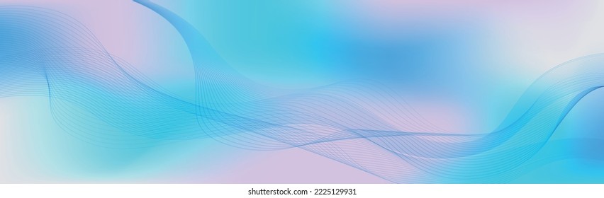 Panorámico colorido abstracto elegante fondo múltiple con líneas onduladas - Ilustración vectorial