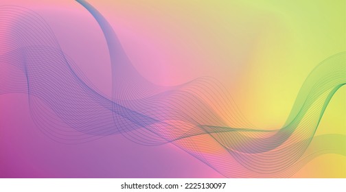 Panoramic colorful abstract stylish multi background with wavy lines - Vector illustration