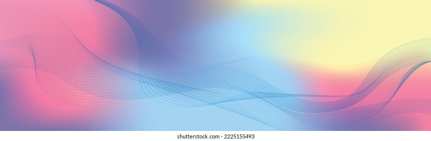 Panorámico colorido abstracto elegante fondo múltiple con líneas onduladas - Ilustración vectorial