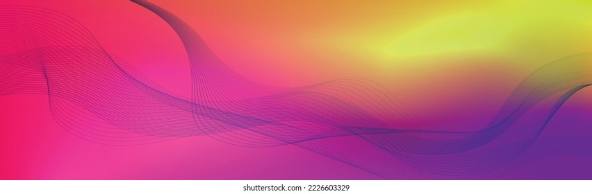 Panoramic colorful abstract stylish multi background with wavy lines - Vector illustration