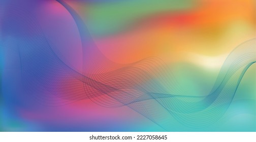 Panoramic colorful abstract stylish multi background with wavy lines - Vector illustration